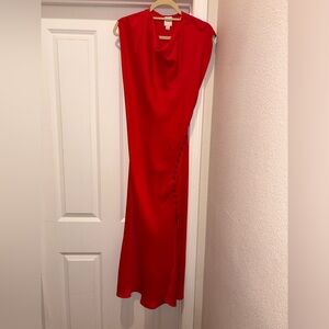 NWT Maeve short-sleeve cowl neck midi slip dress with Button Detail. Size S